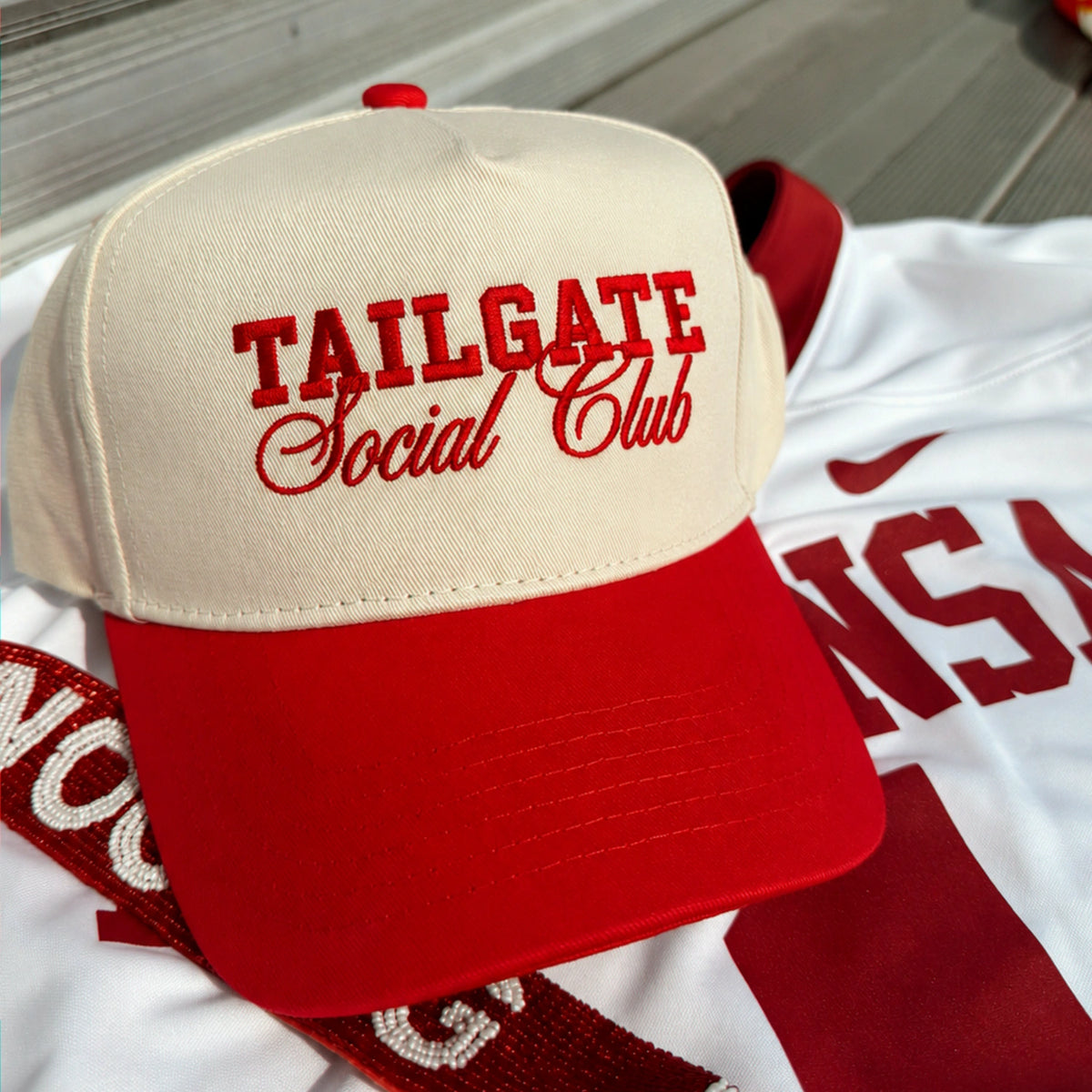 Embroidered Tailgate Social Club Snapback Hats - Trendy Game Day Party Apparel Text, Logo, Name