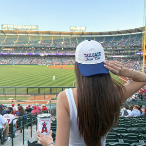 Embroidered Tailgate Social Club Snapback Hats - Trendy Game Day Party Apparel Text, Logo, Name
