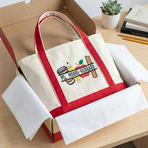 Personalized New Teacher Name Embroidered Tote Bag - Gift for First Day School