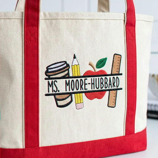 Personalized Teacher Tote Bags for Women with Names - Back to School Gift