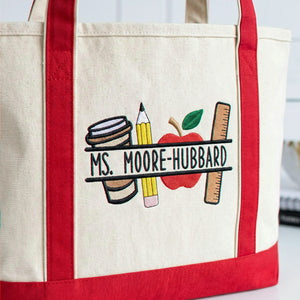 Personalized Teacher Tote Bags for Women with Names - Back to School Gift