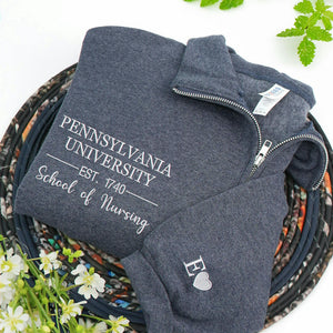 Personalized New College Students Quarter Zip - Embroidered University Name, Major & Est Year - College Acceptance Gift