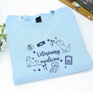 Custom Future Veterinarian Graduation Gift, Embroidered Veterinary Medicine Icons Sweatshirt, Class of 2026 Apparel