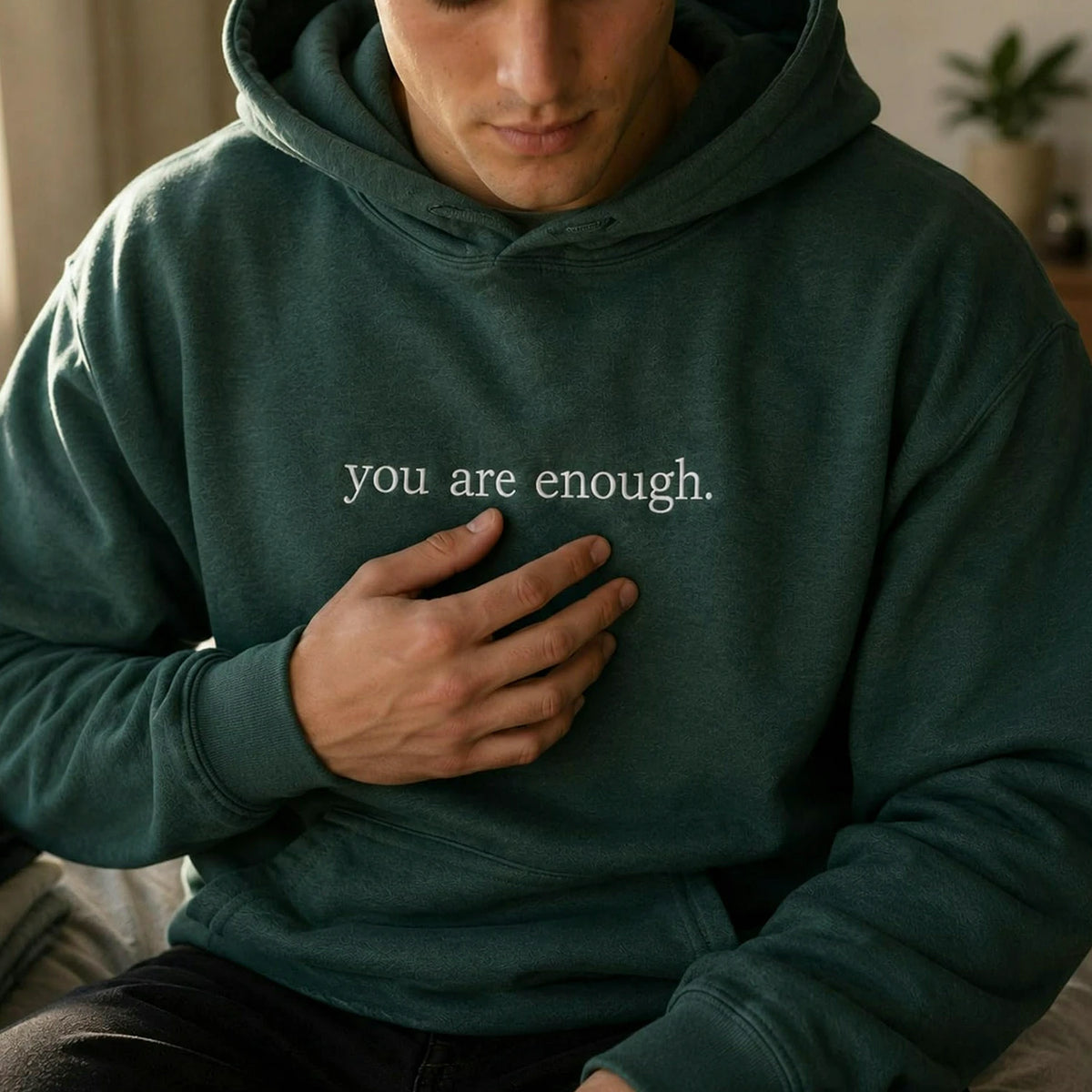 Embroidered You Are Enough Hoodie, Positive Message Gift for a Friend or New Chapter