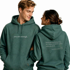 Embroidered You Are Enough Hoodie, Positive Message Gift for a Friend or New Chapter