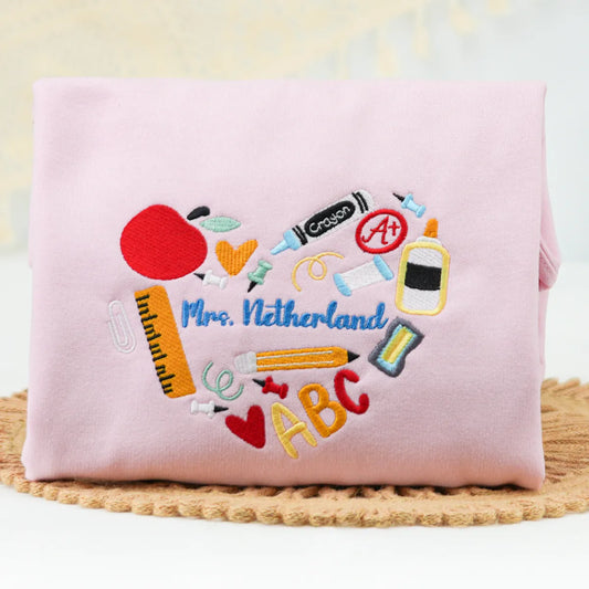 Custom Embroidered Teacher Sweatshirt, Personalized Teacher Gift with 90s Vibe Daycare