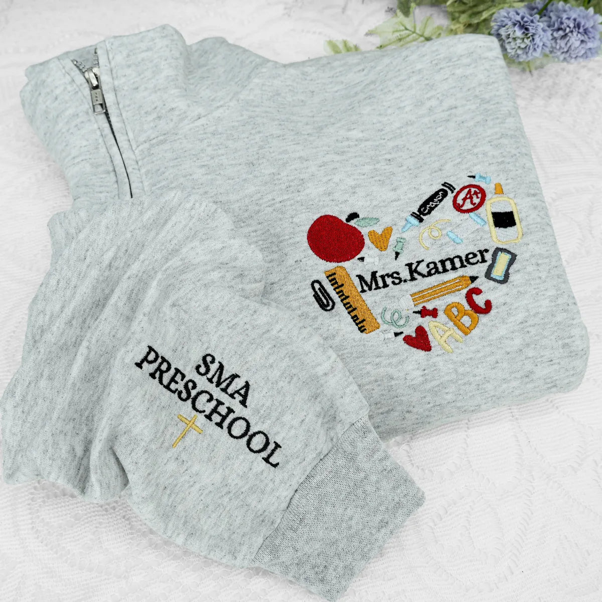 Custom Embroidered Teacher Sweatshirt, Personalized Teacher Gift with 90s Vibe Daycare