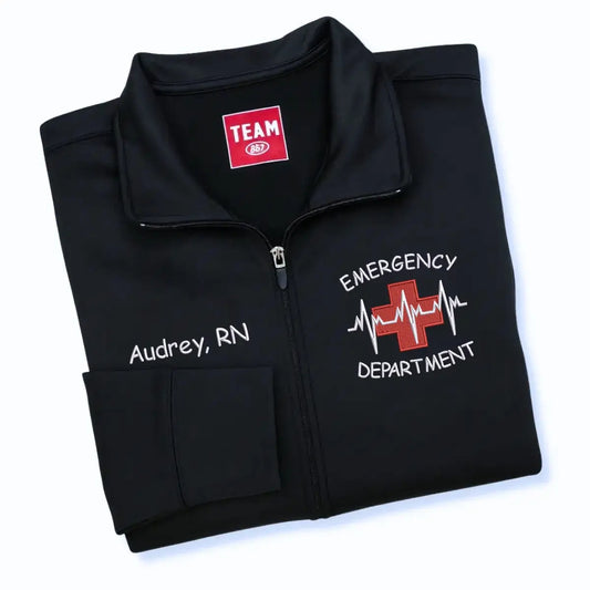 Custom embroidered ER jacket with name and title – personalized gift for emergency nurses and doctors