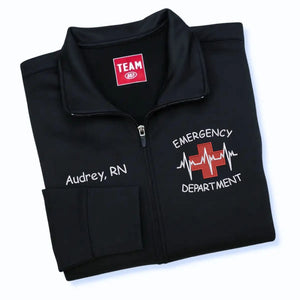 Custom embroidered ER jacket with name and title – personalized gift for emergency nurses and doctors