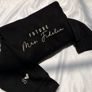 Engagement Gift for Fiance with Feyonce Sweatshirt, Est Any Year Embroidered Initials on Sleeve