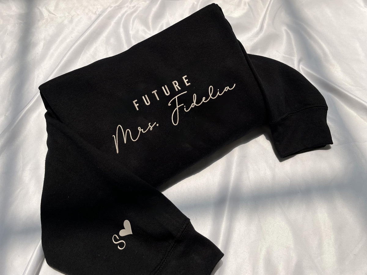 Personalized Engagement Gifts for Bride with Future Mrs Sweatshirt Embroidered