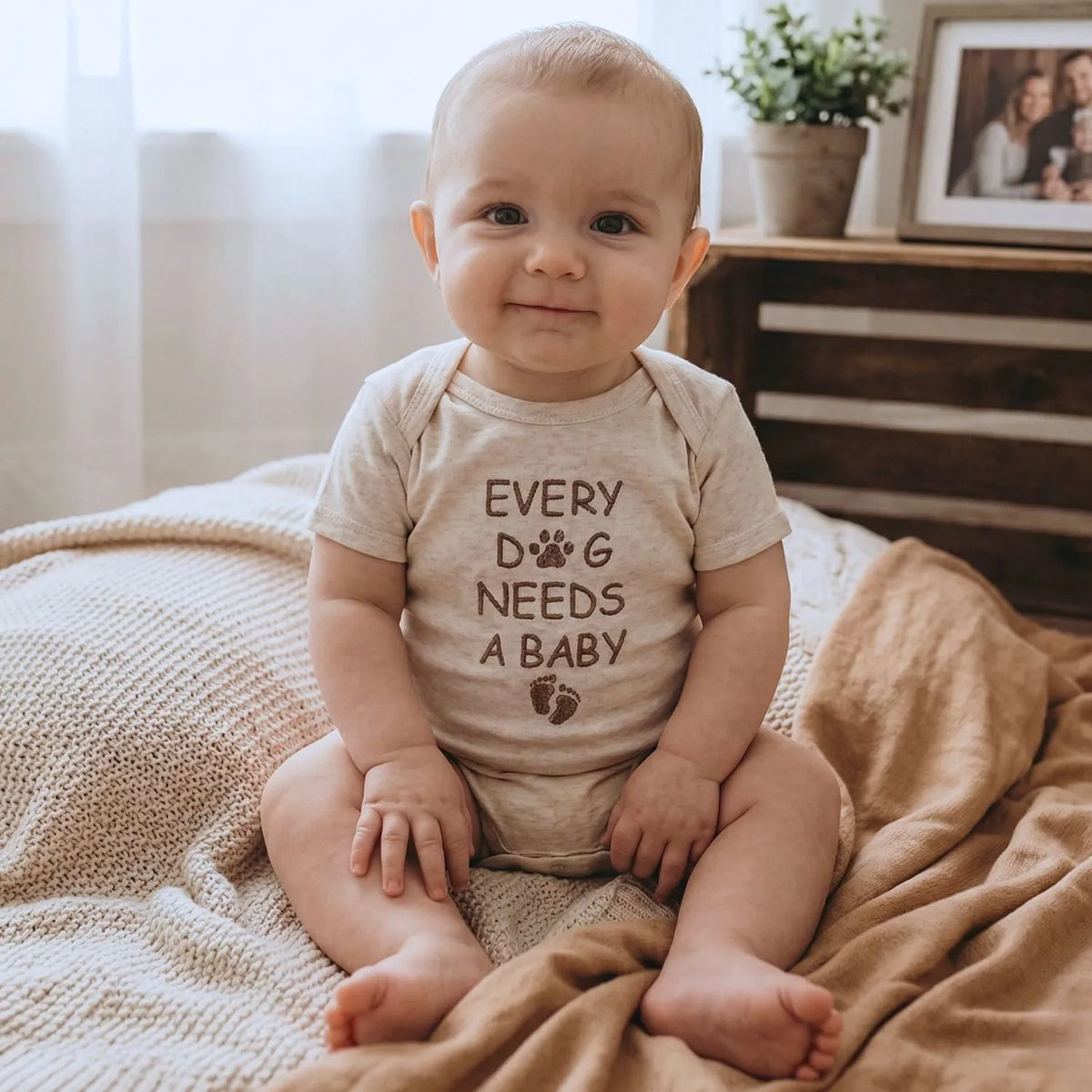 Embroidered Every Dog Needs a Baby Onesie – cute baby bodysuit for pregnancy announcement gift
