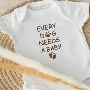 Embroidered Every Dog Needs a Baby Onesie – cute baby bodysuit for pregnancy announcement gift