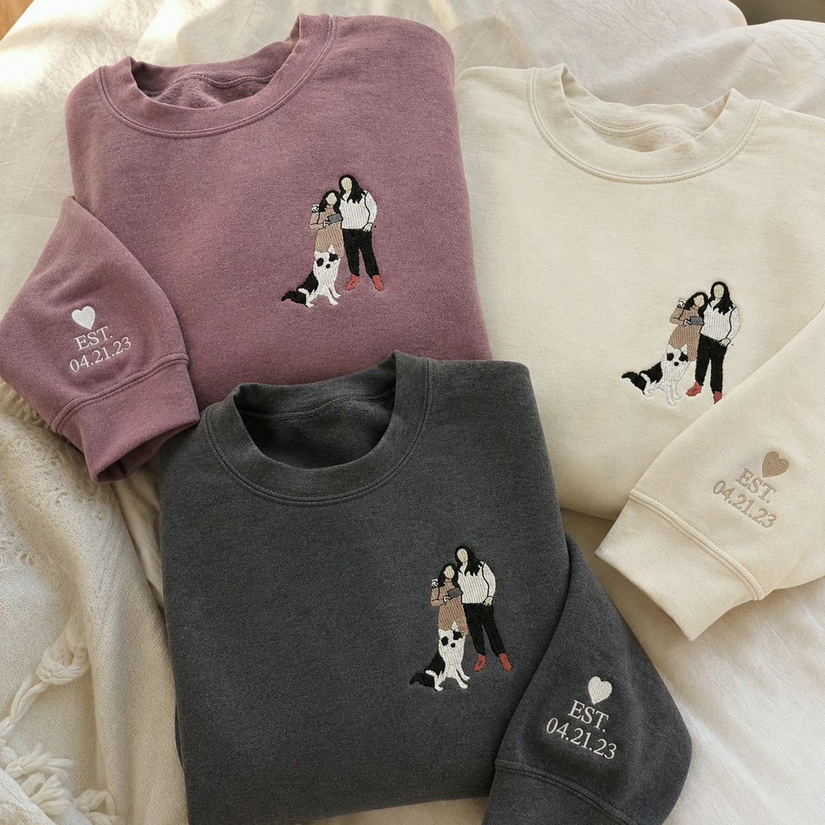 Custom Family Photo Embroidered Hoodie, Personalized Matching Family Sweatshirt