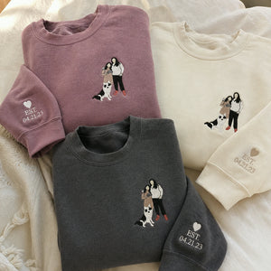 Custom Family Photo Embroidered Hoodie, Personalized Matching Family Sweatshirt
