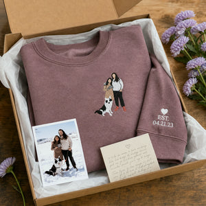 Custom Family Photo Embroidered Hoodie, Personalized Matching Family Sweatshirt