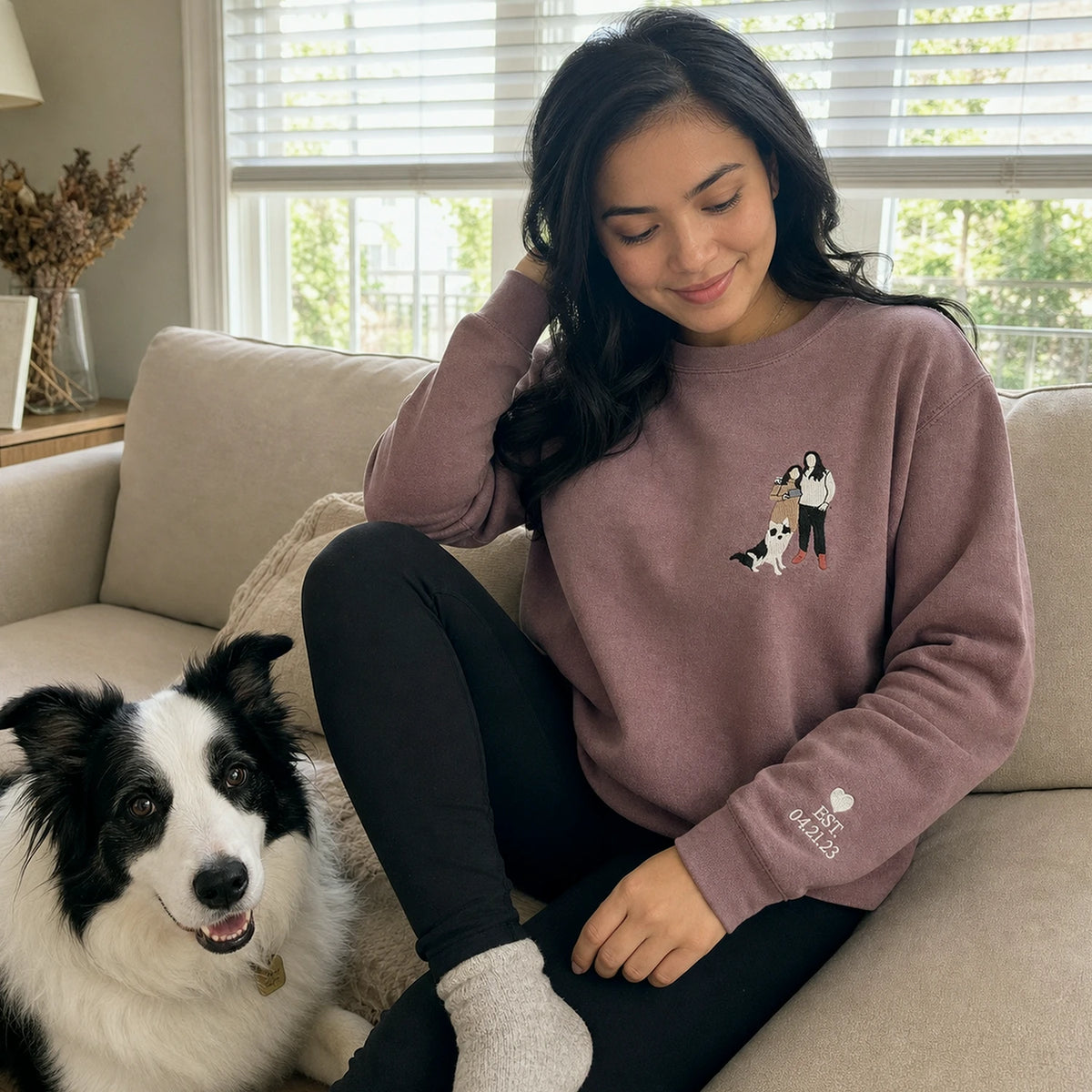 Custom Family Photo Embroidered Hoodie, Personalized Matching Family Sweatshirt