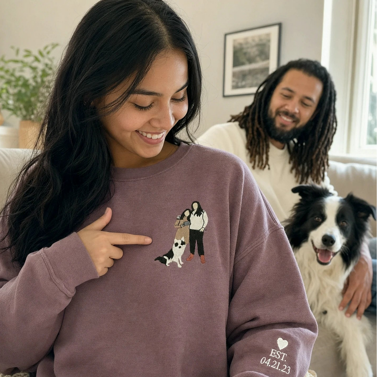 Custom Family Photo Embroidered Hoodie, Personalized Matching Family Sweatshirt