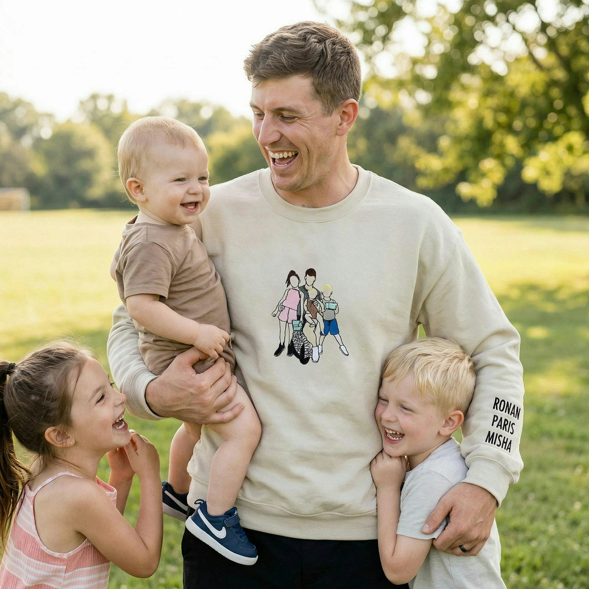 Custom Embroidered Portrait Sweatshirt for Dad, Family Reunion Sweatshirt, Personalized Family Photo Gift