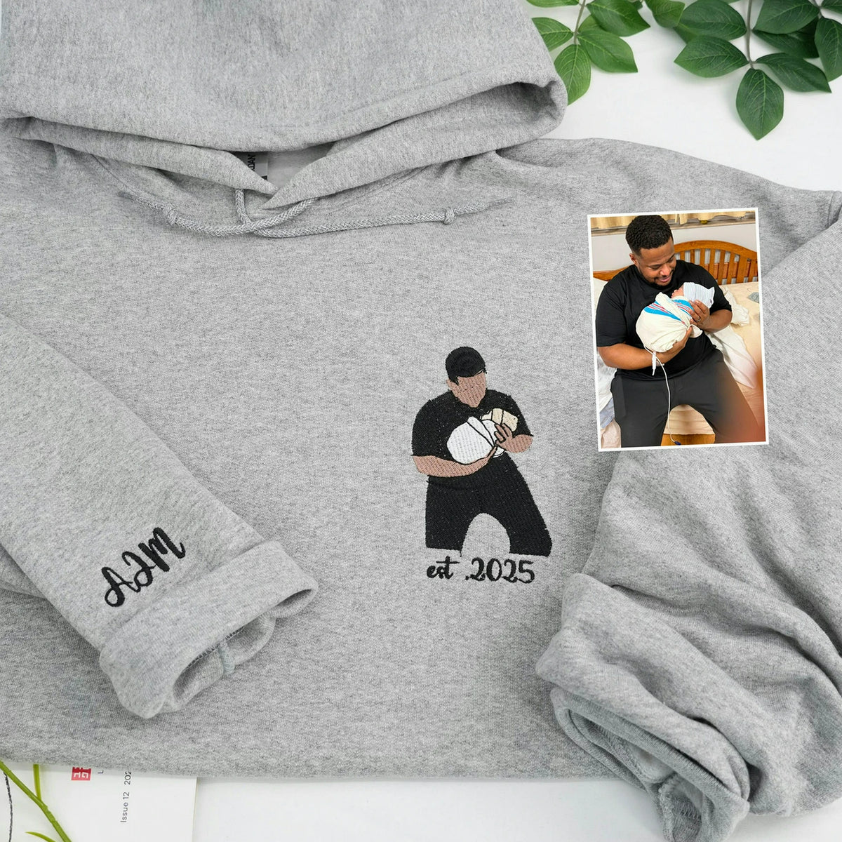 Custom Embroidered Portrait Sweatshirt for Dad, Family Reunion Sweatshirt, Personalized Family Photo Gift