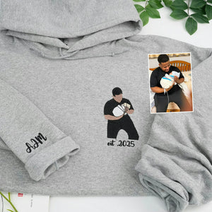 Custom Embroidered Portrait Sweatshirt for Dad, Family Reunion Sweatshirt, Personalized Family Photo Gift
