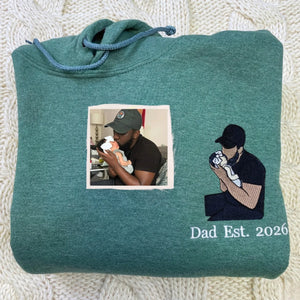 Girldad Photo Portrait Sweatshirt, Personalized Embroidered Hoodie for Father's Day