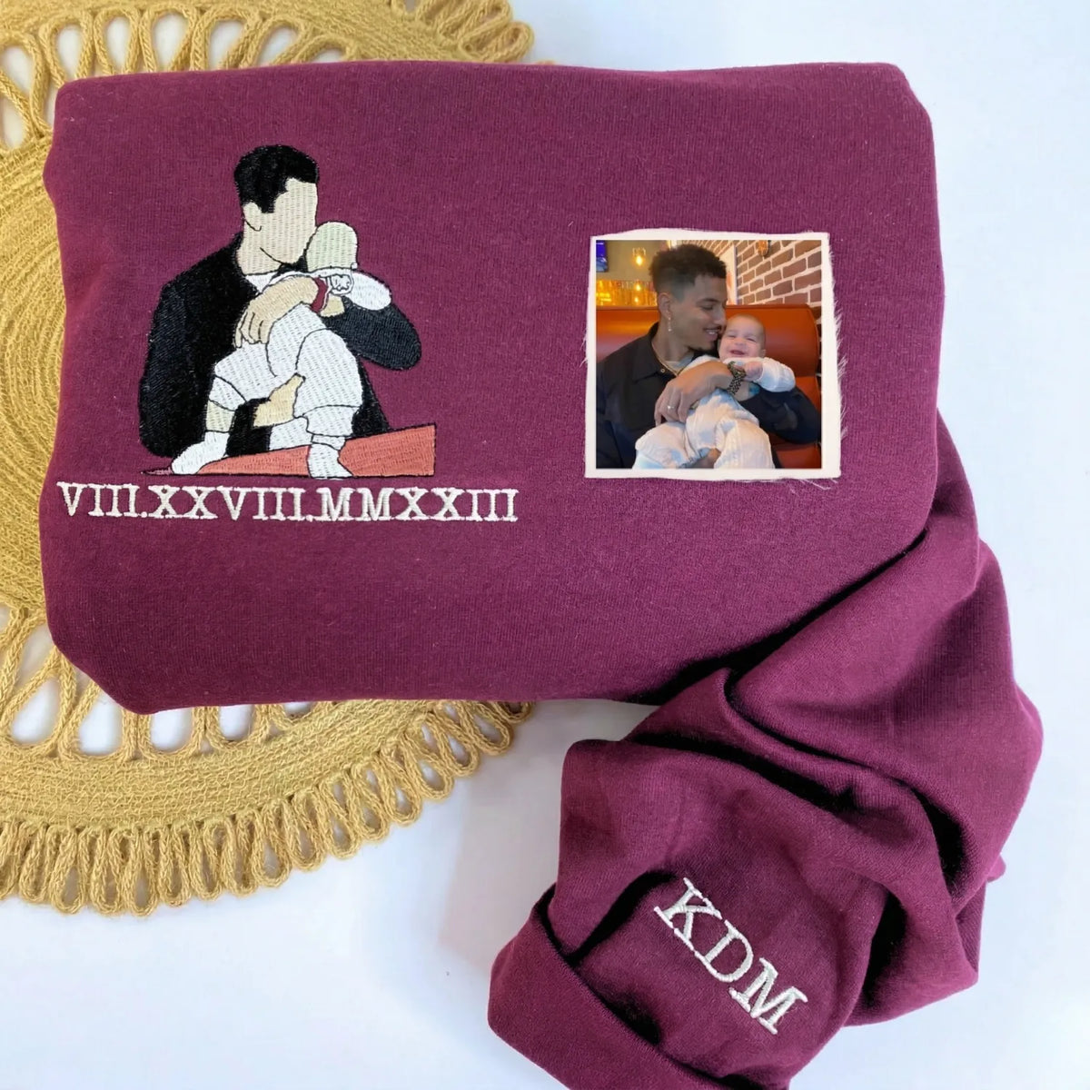 Grandpa and Son Photo Portrait on Sweatshirt Hoodie, Personalized Fathers Day Gifts, Unique Gifts for Dad, Grandpa