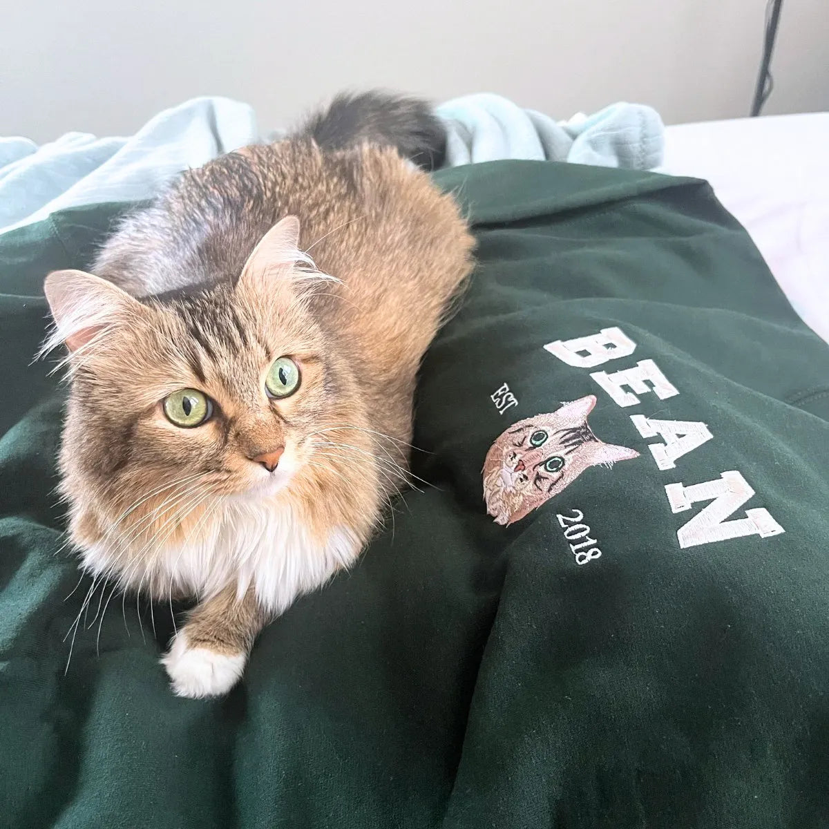 Father’s Day Custom Pet Photo & Name Embroidered Hoodie or Sweatshirt – Personalized Gift for Pet-Loving Dad and Grandpa