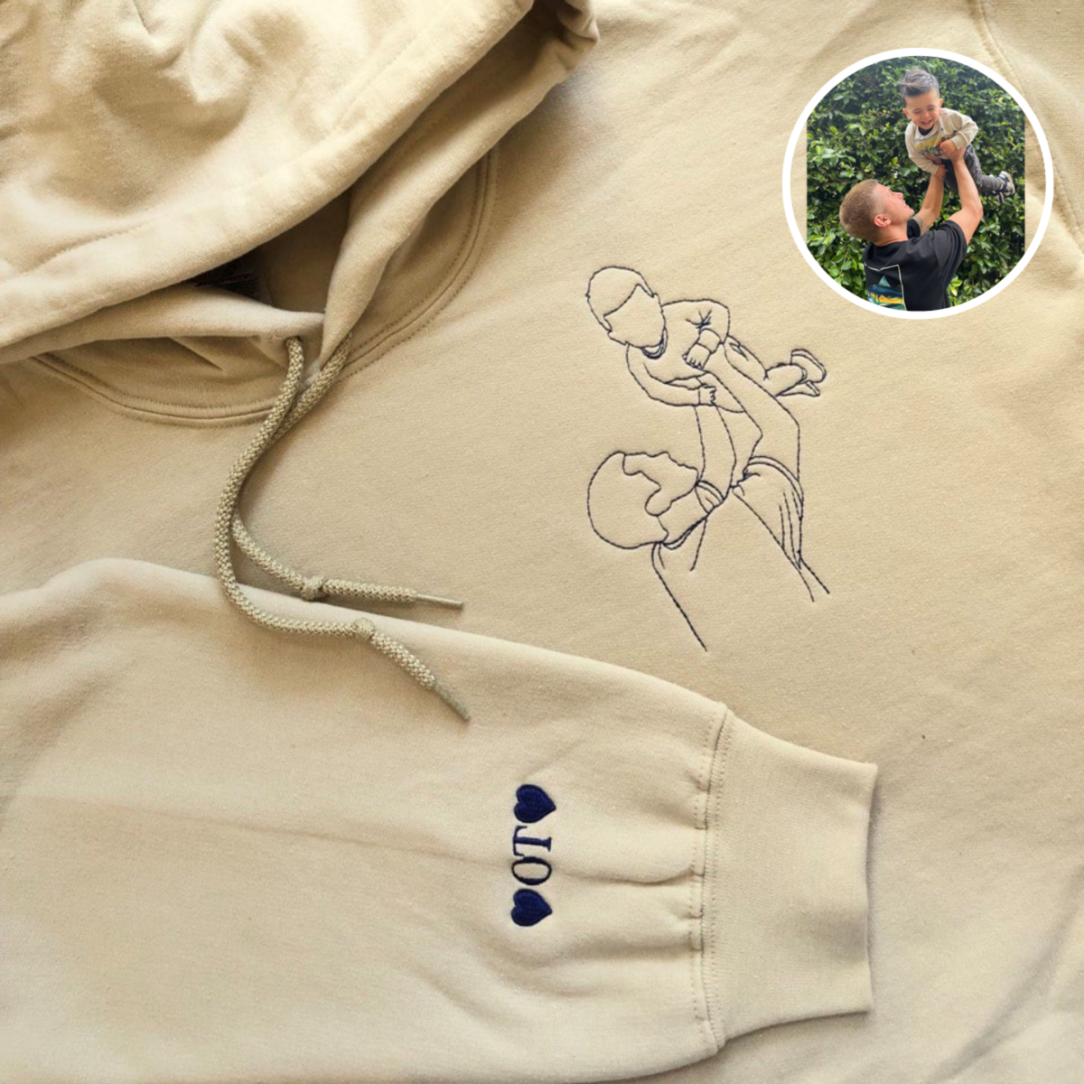 Dad Sweatshirt, Custom Embroidered Portrait Photo Sweatshirt Father and Son, Unique Gifts for Dad