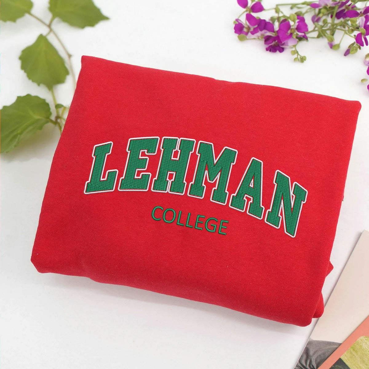 Custom Filled Embroidered Varsity Sweatshirt, Personalized College Crewneck Game Day Gift