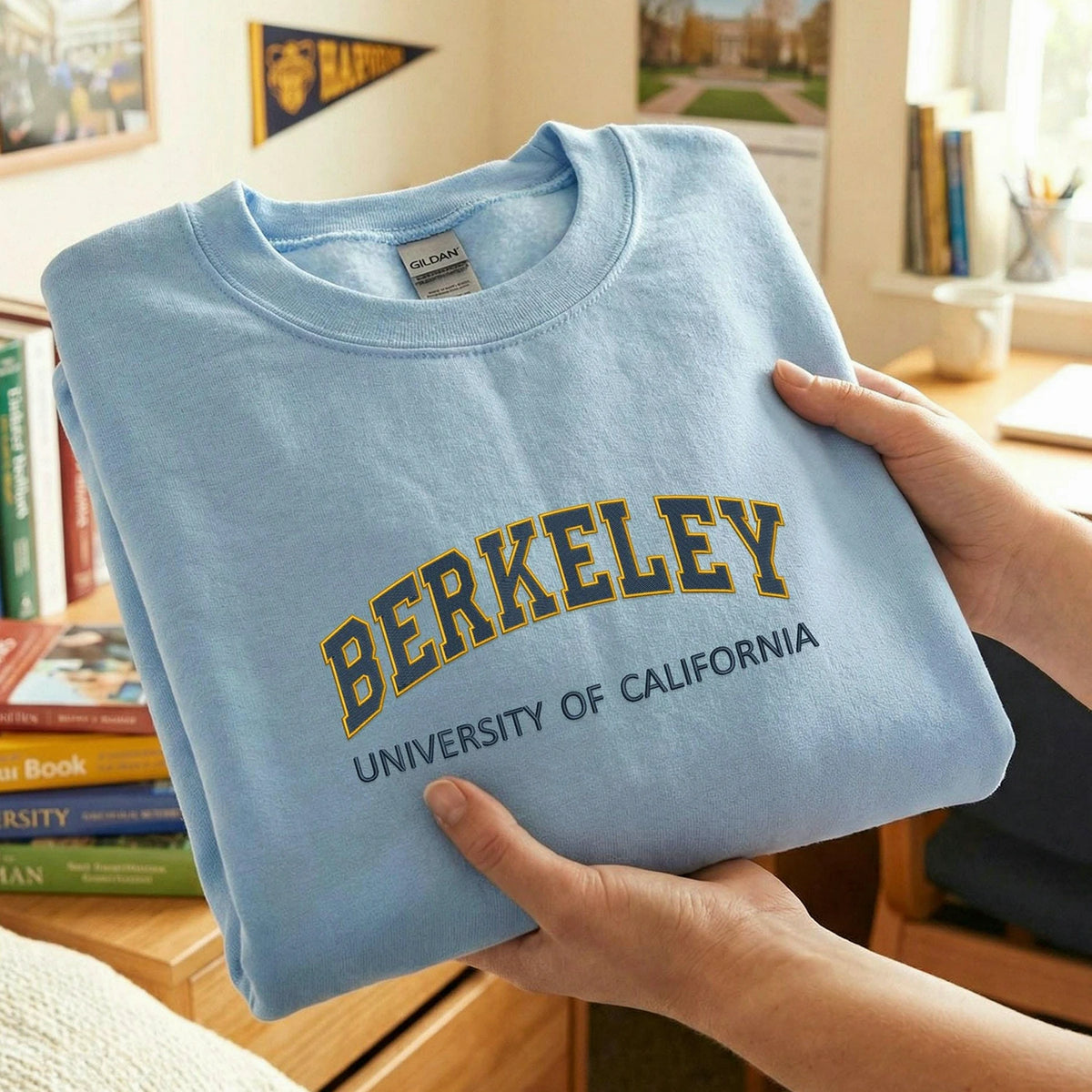 Custom Filled Embroidered Varsity Sweatshirt, Personalized College Crewneck Game Day Gift