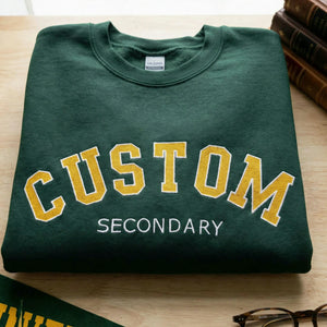 Custom Filled Embroidered Varsity Sweatshirt, Personalized College Crewneck Game Day Gift