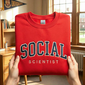 Custom Filled Embroidered Varsity Sweatshirt, Personalized College Crewneck Game Day Gift
