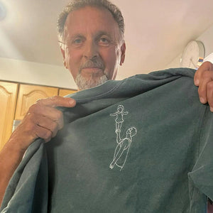 First Father’s Day Sweatshirt or T-Shirt with Embroidered Photo Outline Gift for New Dad