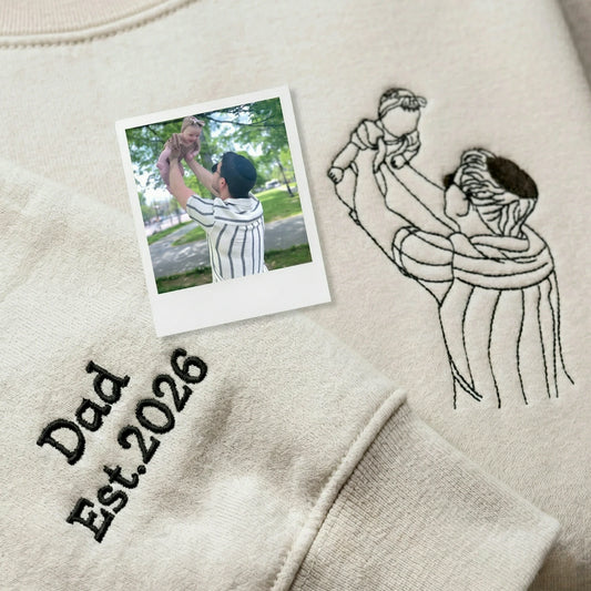 First Father’s Day Gift - Personalized Dad Embroidered Sweatshirt for New Dad