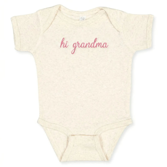 embroidered hi grandma baby onesie for first grandchild pregnancy announcement outfit