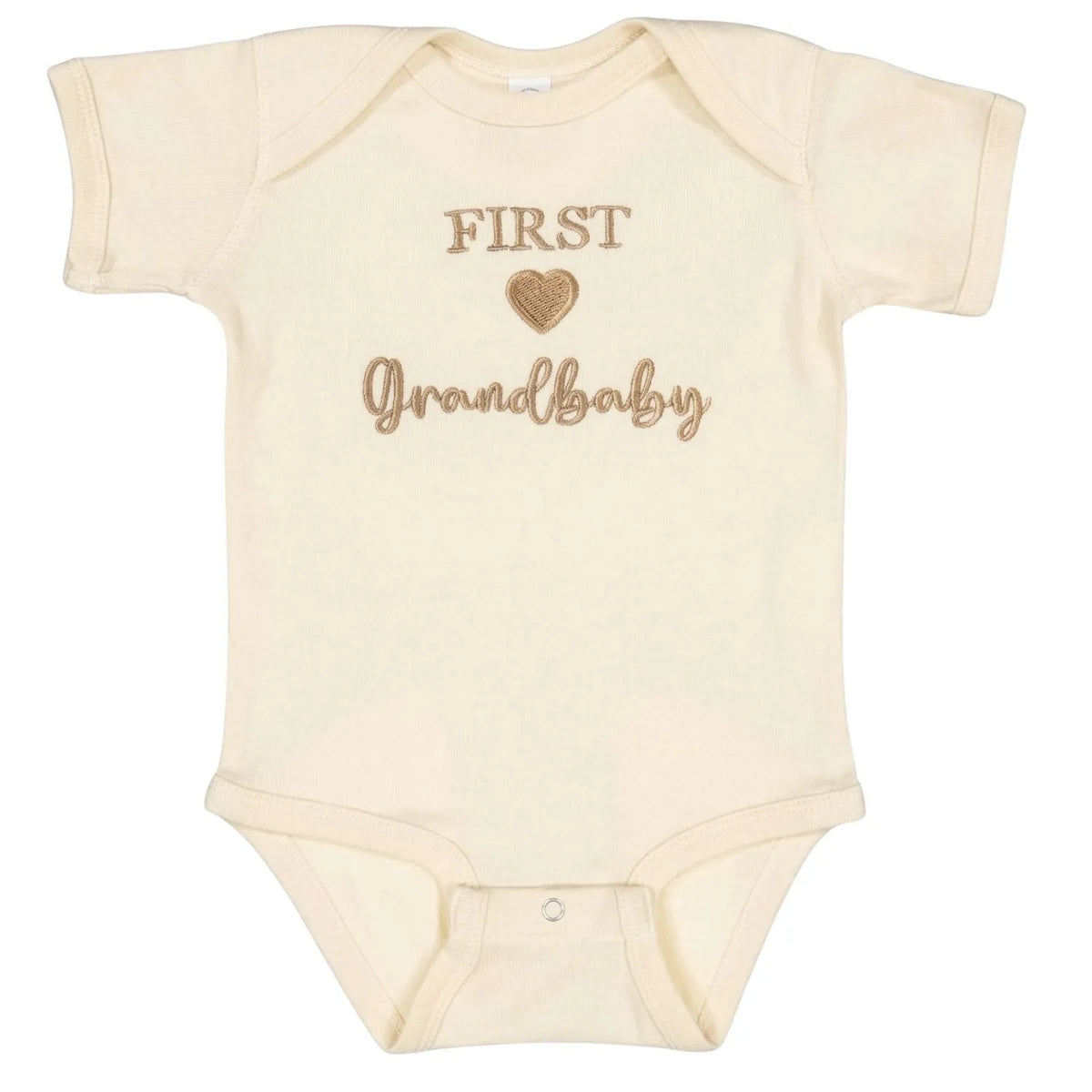 Soft embroidered newborn onesie announcing first grandbaby – perfect first-time grandparents gift