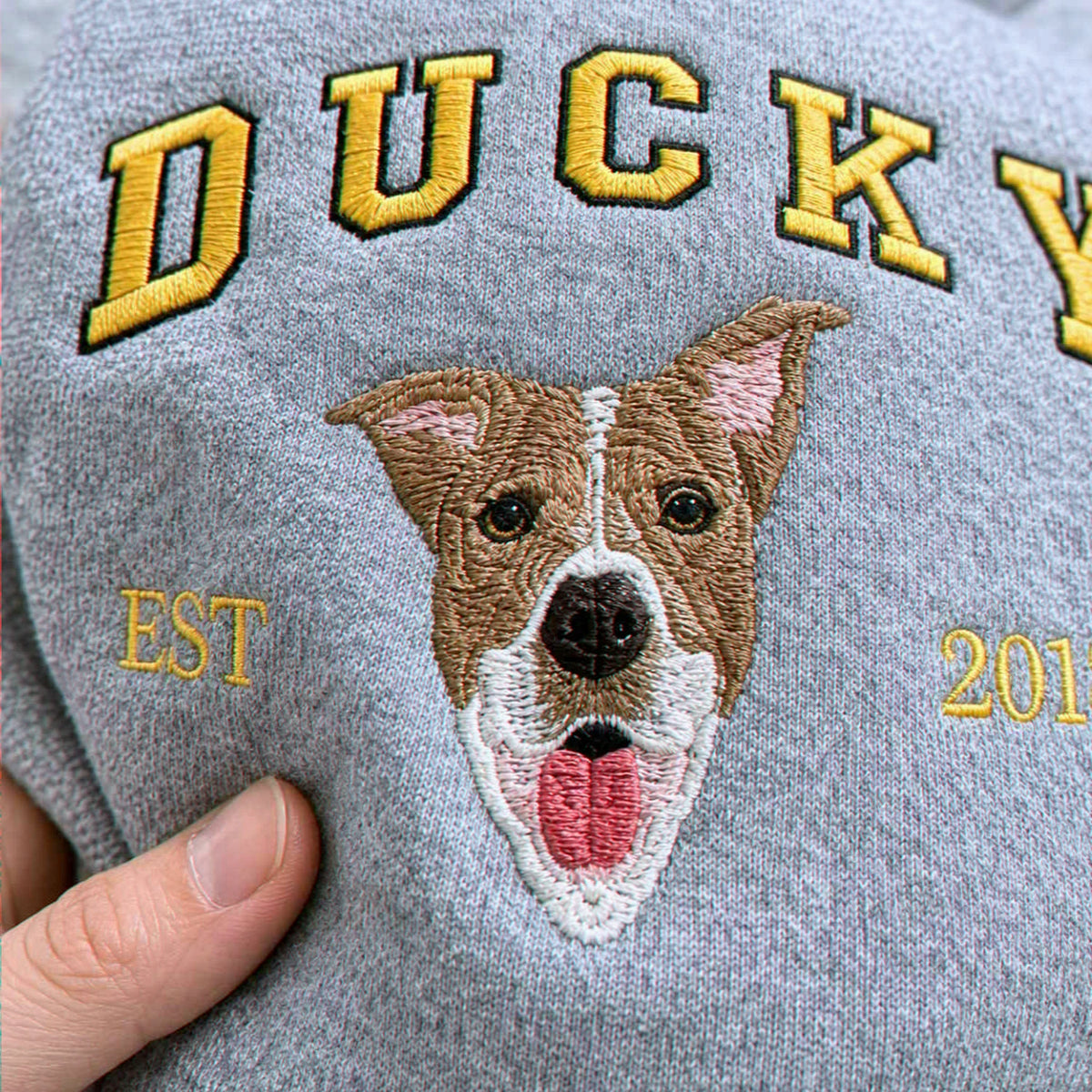 Custom New Dog Portrait Sweatshirt for Boyfriend - Embroidered Pet Photo Crewneck & Name - First Time Dog Dad Gift for Him