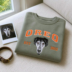 Custom New Dog Portrait Sweatshirt for Best Friend - Embroidered Pet Photo Crewneck & Name - First Time Dog Mom Gift for Her