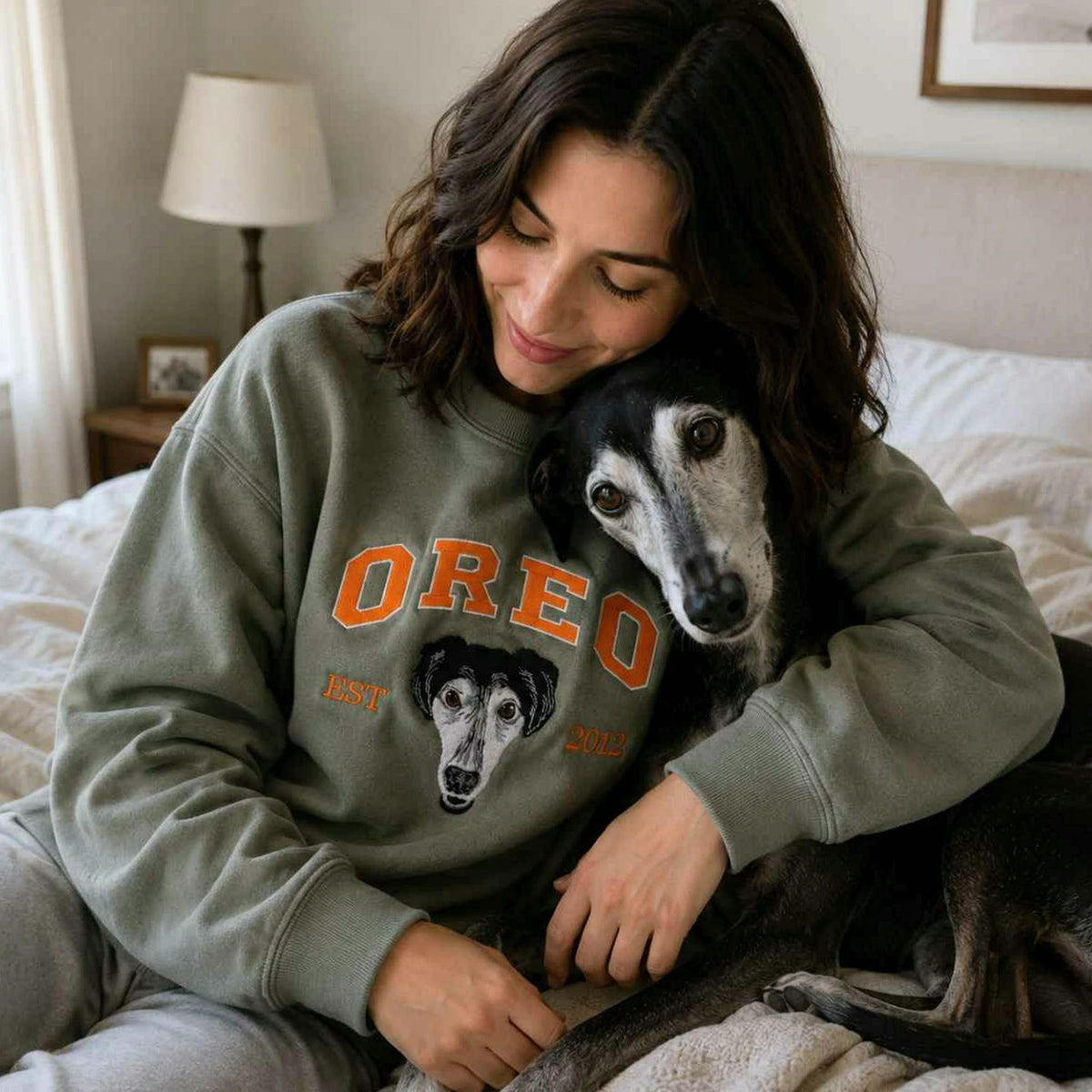 Custom New Dog Portrait Sweatshirt for Best Friend - Embroidered Pet Photo Crewneck & Name - First Time Dog Mom Gift for Her