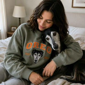 Custom New Dog Portrait Sweatshirt for Best Friend - Embroidered Pet Photo Crewneck & Name - First Time Dog Mom Gift for Her