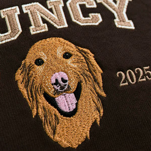 Custom New Dog Portrait Sweatshirt for Grandma - Embroidered Pet Photo Crewneck & Name - First Time Dog Grandma Gift for Her