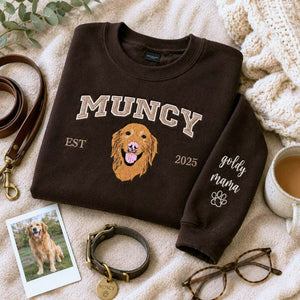 Custom New Dog Portrait Sweatshirt for Grandma - Embroidered Pet Photo Crewneck & Name - First Time Dog Grandma Gift for Her