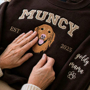 Custom New Dog Portrait Sweatshirt for Grandma - Embroidered Pet Photo Crewneck & Name - First Time Dog Grandma Gift for Her