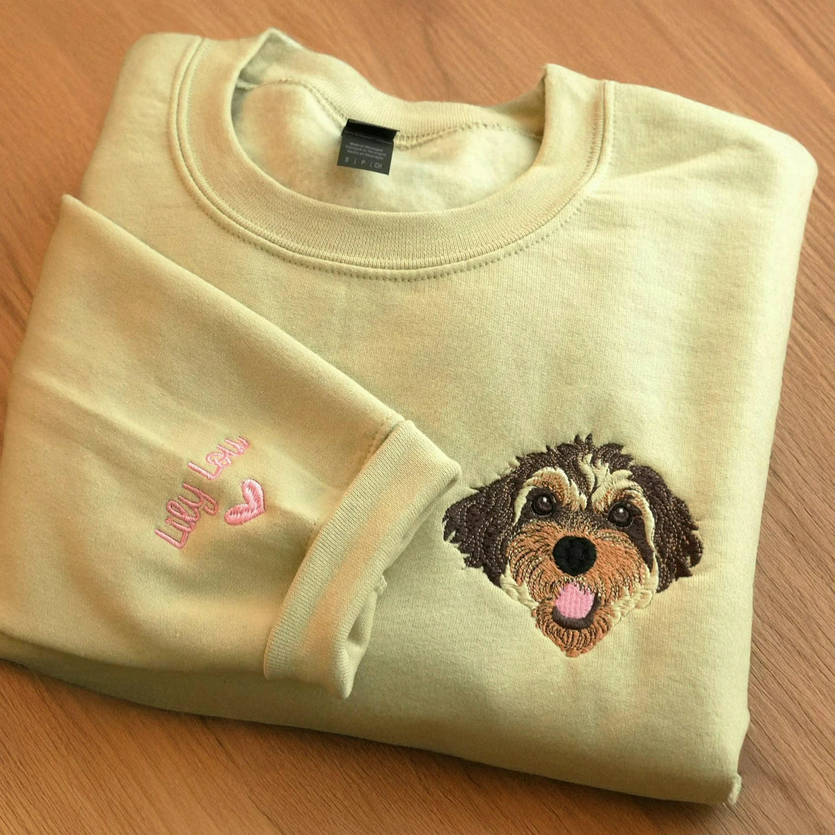 Custom New Dog Portrait Sweatshirt for Husband - Embroidered Pet Photo Crewneck & Name - First Time Dog Dad Gift for Him