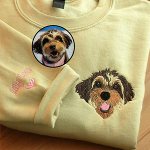 Custom New Dog Portrait Sweatshirt for Husband - Embroidered Pet Photo Crewneck & Name - First Time Dog Dad Gift for Him