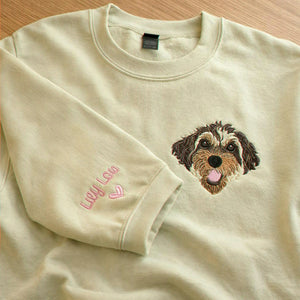 Custom New Dog Portrait Sweatshirt for Husband - Embroidered Pet Photo Crewneck & Name - First Time Dog Dad Gift for Him
