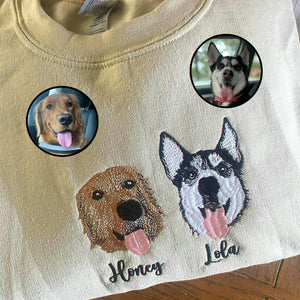 Custom New Dog Portrait Sweatshirt for Husband - Embroidered Pet Photo Crewneck & Name - First Time Dog Dad Gift for Him