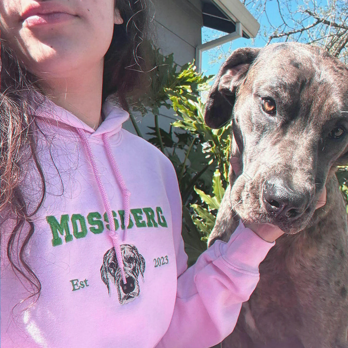 Custom New Dog Portrait Sweatshirt for Mom - Embroidered Pet Photo Crewneck & Name - First Time Dog Mom Gift for Her