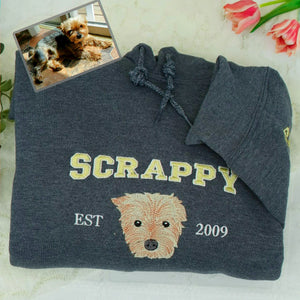 Custom New Dog Portrait Sweatshirt for Mom - Embroidered Pet Photo Crewneck & Name - First Time Dog Mom Gift for Her